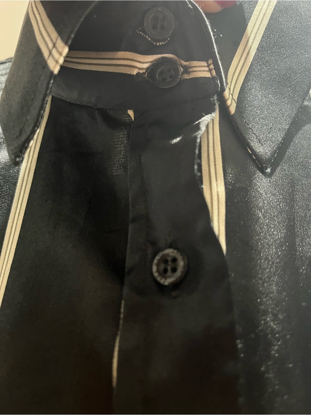 Zara Black Shirt woman’s with Cream yVertical Stripes - Picture 6 of 10